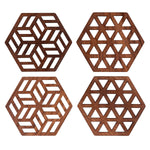 Zeta Upcycled Teak Wood Coasters - Set of 2 or 4-0