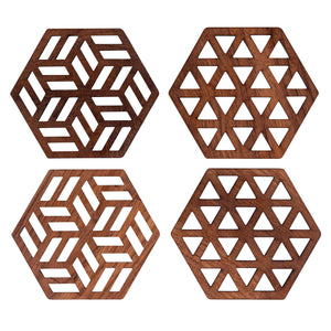 Zeta Upcycled Teak Wood Coasters - Set of 2 or 4-0