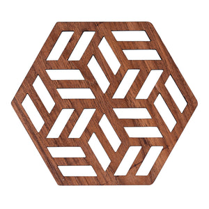 Zeta Upcycled Teak Wood Coasters - Set of 2 or 4-3
