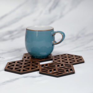 Zeta Upcycled Teak Wood Coasters - Set of 2 or 4-2