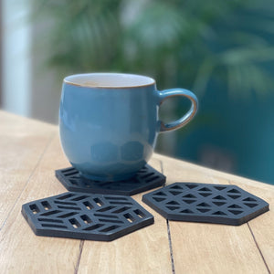 Zeta Handcrafted Recycled Rubber Coaster - Set of 2 or 4-1