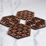 Zeta Upcycled Teak Wood Coasters - Set of 2 or 4-1