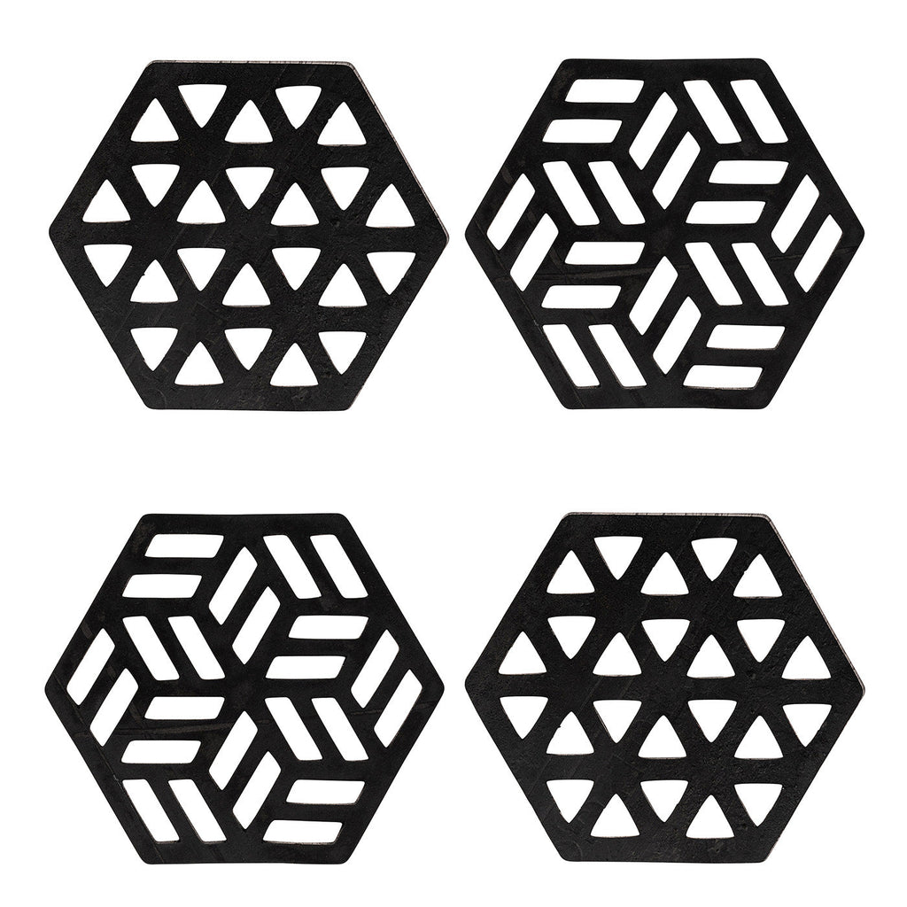 Zeta Handcrafted Recycled Rubber Coaster - Set of 2 or 4-0